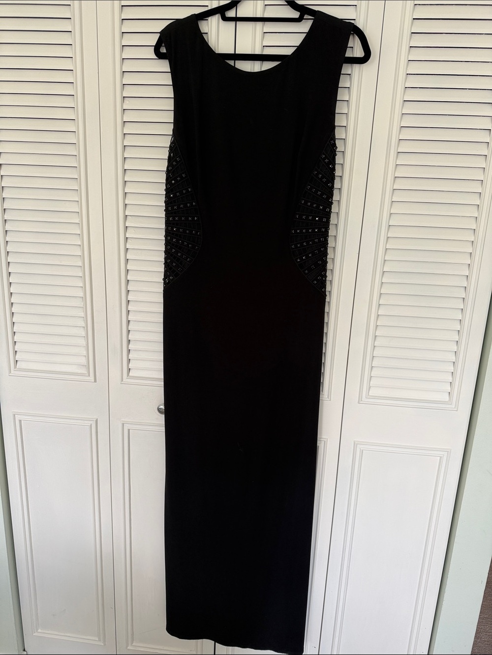Laundry By Shelli Segal Black Maxi Dress with Studded Side Panels